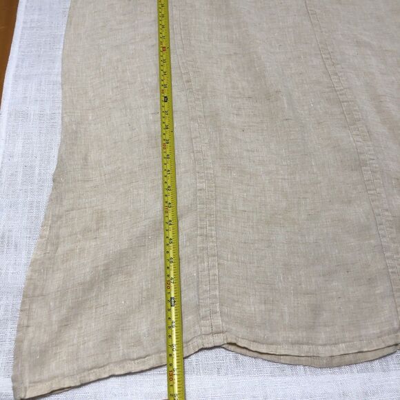 Flax Linen Maxi Dress Women S Cream Sleeveless Midi Relax Side Slits Lagenlook - Picture 14 of 14